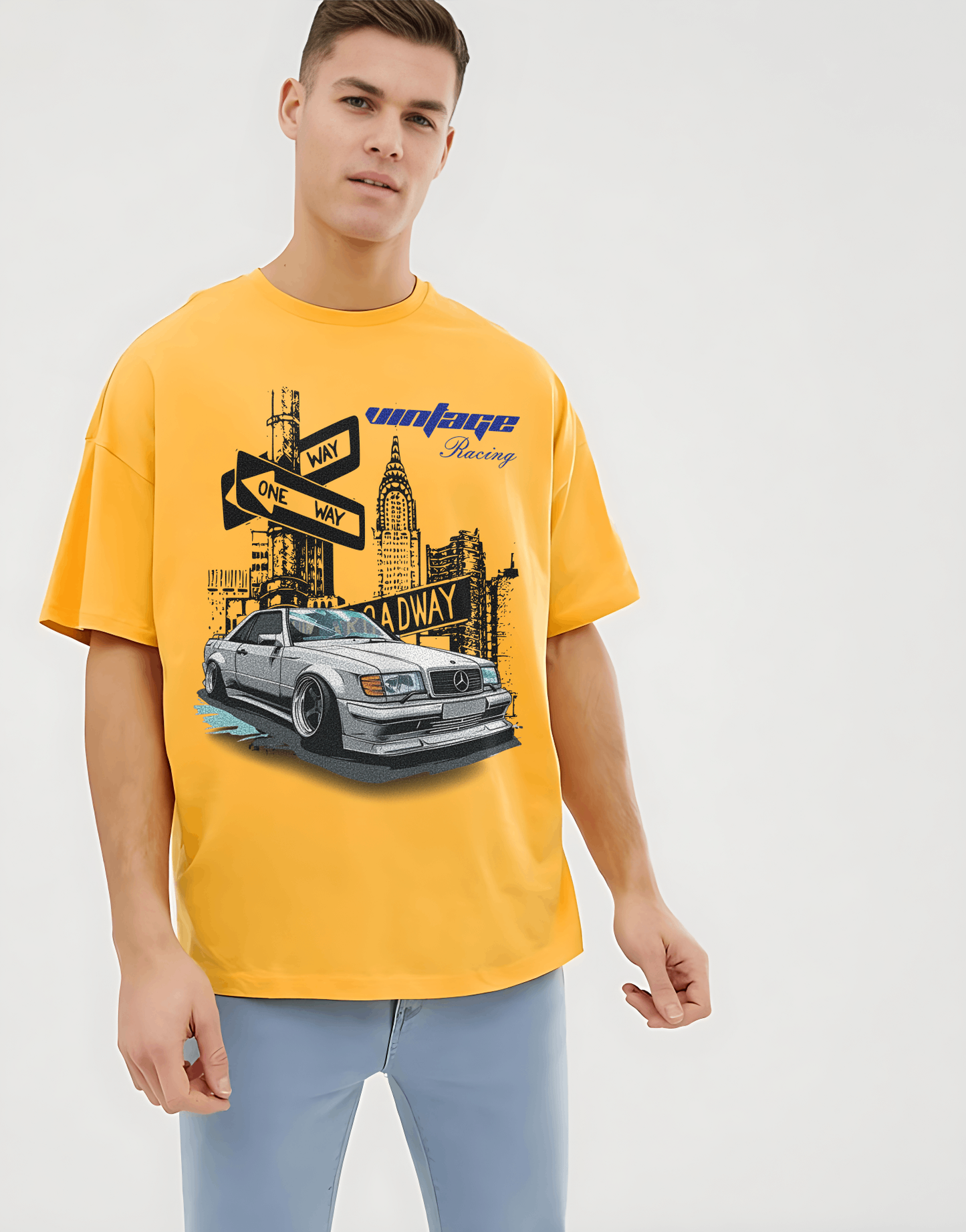 Vintage racing yellow oversized t shirt